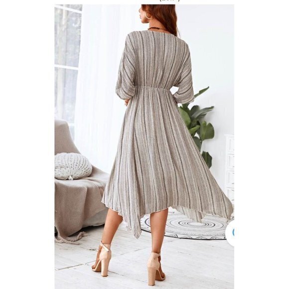 Cupshe  Plunging Striped Summer Flowy Midi Dress Size Large - Picture 12 of 16